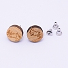 Natural Wood Stud Earrings EJEW-WH0005-03I-1