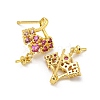 Rack Plating Brass Micro Pave Clear Cubic Zirconia Studs Earrings Finding KK-T072-13G-2