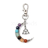 Wire Wrapped Chakra Synthetic & Natural Mixed Stone & Alloy Moon Pendant Decorations HJEW-JM01576-02-1