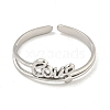 Non-Tarnish 304 Stainless Steel Word Love Open Cuff Ring for Women RJEW-A043-17P-2