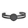 304 Stainless Steel Blank Cuff Bangle Bases with Flat Round Tray SA-CBA82C8-05B-EB-2