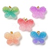 Transparent Resin Dotted Rhinetone Pendants RESI-N040-02G-RS-1