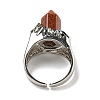 Hexagonal Prism Synthetic Goldstone Open Cuff Rings RJEW-B106-01P-05-4