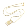 Brass Pave Shell Rectangle Saint Benedict Medal Cross Pendants Necklaces for Women NJEW-Z053-01G-02-4