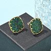 304 Stainless Steel Turquoise Square Stud Earrings for Women EJEW-R010-01G-04-2