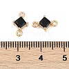 Brass Pave Glass Rhombus Links Connector Charms GLAA-Q088-001H-3