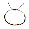Adjustable Brass & Glass Braided Bead Bracelets for Women WG4426-2-1