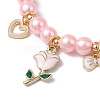 Valentine's Day Glass Pearl Stretch Bracelets for Women BJEW-JB11440-4