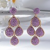 Teardrop Alloy Raffia Dangle Stud Earrings FS-WG86BCE-09-1