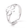 Non-Tarnish Double Heart with Cross 304 Stainless Steel Adjustable Ring for Women RJEW-B035-06P-1