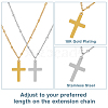 FIBLOOM 2Pcs 2 Colors 304 Stainless Steel Cross Pendant Necklace with Satellite Chains NJEW-FI0001-48-3