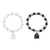 2Pcs Halloween Alloy Enamel Charm Bracelets BJEW-JB12106-2