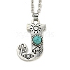 Letter A~Z Antique Silver Plated Alloy with Synthetic Turquoise Pendant Necklaces NJEW-G080-01J-1