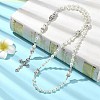 Cross & Virgin Mary Alloy Rosary Bead Necklaces NJEW-JN05123-02-1