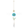 Alloy Enamel Bee & Glass Flower Crystal Suncatcher HJEW-TA00475-04-1