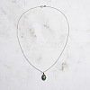 Natural Turquoise & Cubic Zirconia Oval Pendant Necklaces NJEW-L125-002ASP-2