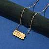 304 Stainless Steel 11:11 Rectangle Pendant Cable Chain Necklaces for Women NJEW-NH0001-04G-3