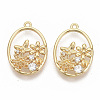 Brass Micro Pave Clear Cubic Zirconia Peg Bails Pendants KK-T051-03G-NF-1