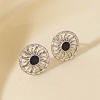 304 Stainless Steel Sun Stud Earrings PW-WGF3652-01-1