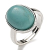 Synthetic Green Turquoise Oval Adjustable Rings RJEW-K371-07S-18-2