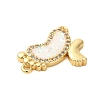 Rack Plating Brass Micro Pave Clear Cubic Zirconia Footprint Links Connector Charms KK-K385-111G-2