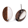Resin & Walnut Wood Stud Earring Findings MAK-N032-004A-A01-3
