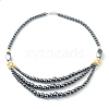 Non-Magnetic Synthetic Hematite & Turquoise Beades 3 Layer Necklaces NJEW-H307-01B-1