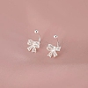 999 Sterling Silver Bowknot Ear Plugs Gauges EJEW-P296-15S-4