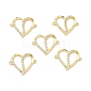 Brass Micro Pave Clear Cubic Zirconia Connector Charms KK-E068-VB049-3