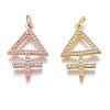 Brass Micro Pave Clear Cubic Zirconia Pendants ZIRC-Z008-25-1