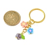 Flower Glass & Polymer Clay Pendant Keychain KEYC-JKC00639-02-3