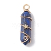 Natural Lapis Lazuli Double Terminal Pointed Pendants PALLOY-JF02672-04-1