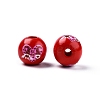 Valentine's Day Theme Printed Wooden Beads WOOD-D006-03-4