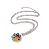 Natural & Synthetic Mixed Gemstone Beaded Flower Pendant Necklace NJEW-TA00040-2