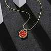 304 Stainless Steel Dark Red Enamel Ladybug Pendant Cardano Chain Necklaces for Women NJEW-U032-07G-02-1