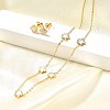 Flower 304 Stainless Steel Shell Necklaces & Stud Earring Set for Women SJEW-C007-05G-2