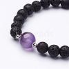 Natural Lava Rock Beaded Stretch Bracelets BJEW-JB02618-3