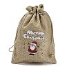 Christmas Printed Burlap Packing Pouches Drawstring Bags ABAG-Q053-02B-07-3