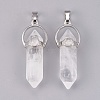 Natural Quartz Crystal Double Terminated Pointed Pendants G-P373-B04-1