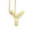 Brass & Plastic Pearl Letter Pendant Box Chain Necklaces for Women NJEW-U017-01G-25-1