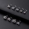 316L Surgical Stainless Steel Clear Cubic Zirconia L-Shaped Nose Rings WG135CD-12-1