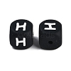 20Pcs Black Cube Letter Silicone Beads 12x12x12mm Square Dice Alphabet Beads with 2mm Hole Spacer Loose Letter Beads for Bracelet Necklace Jewelry Making JX433H-2