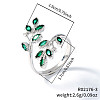 Leaf Brass Rhinestone Cuff Rings PQ0044-3-1