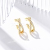 Rack Plating Brass Micro Pave Clear Cubic Zirconia Cuff Earrings EJEW-H147-06G-1