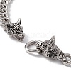 304 Stainless Steel Curb Chains Necklace with Wolf Clasp for Women NJEW-E155-10P-3