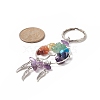 Natural & Synthetic Gemstone Chips Tree of Life with Alloy Wings Pendant Keychain KEYC-JKC00466-4