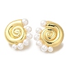 Rack Plating Shell Shape Brass Stud Earrings EJEW-H016-02G-1