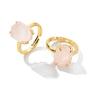 Hexagon Natural Rose Quartz Finger Rings RJEW-B113-02G-04-2