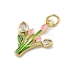 Brass Micro Pave Cubic Zirconia Pendants KK-A278-01B-02G-2
