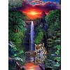 DIY Rectangle Forest Tiger Waterfall Scenery Theme Diamond Painting Kits PW-WG20335-09-1